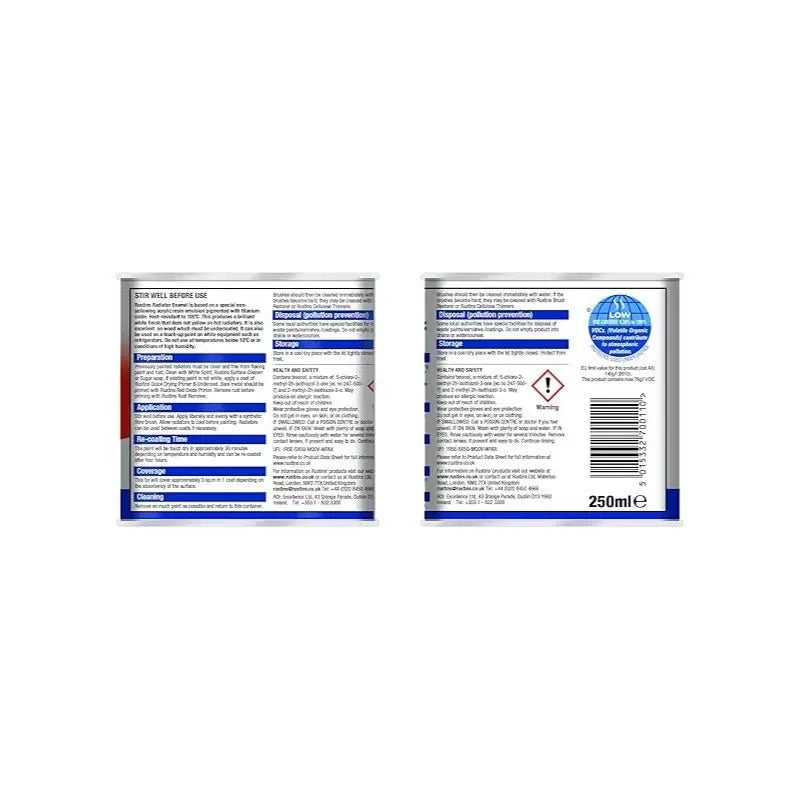 Rustins Quick Drying Radiator Enamel Gloss 250Ml