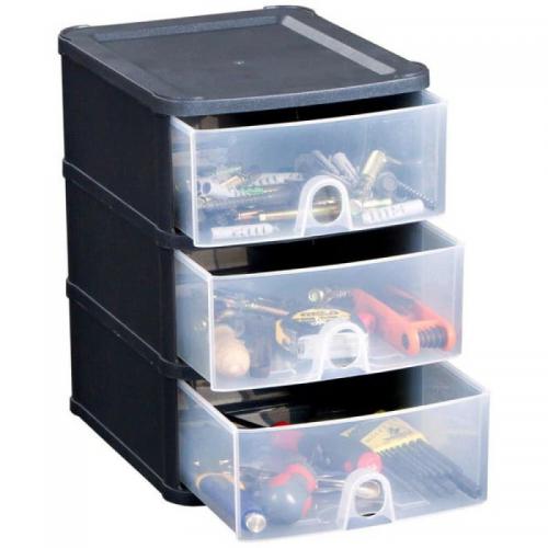 Really Useful Storage Boxes 6 x 7 Litre Clear Tower Rainbow Drawers ...