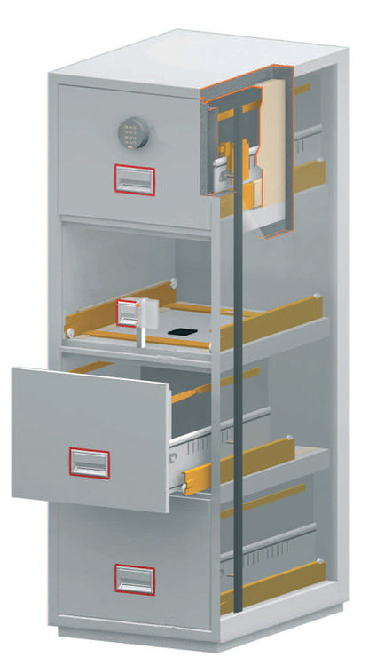 Phoenix Vertical Fire File 4 Drawer Filing Cabinet Electronic Lock White FS2254E