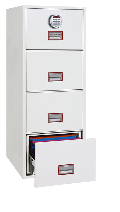 Phoenix Vertical Fire File 4 Drawer Filing Cabinet Electronic Lock White FS2254E