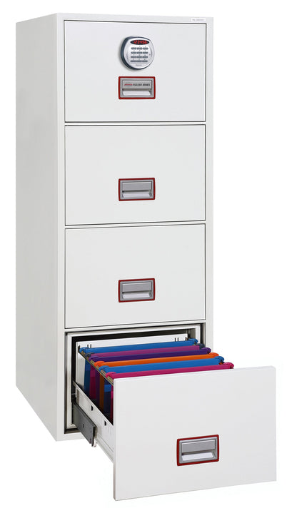 Phoenix Vertical Fire File 4 Drawer Filing Cabinet Electronic Lock White FS2254E