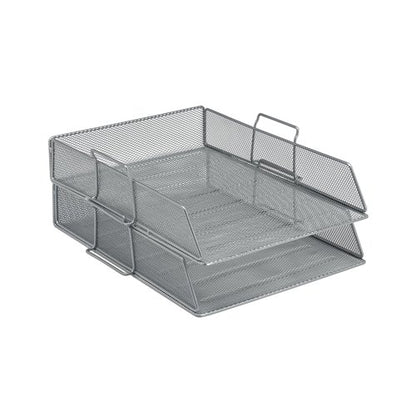 5 Star Mesh Letter Tray Scratch Resistant Stackable Front Load Portrait Foolscap Silver 287901