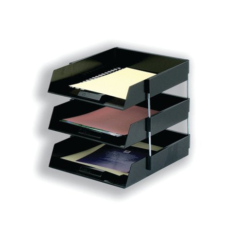 5 Star Letter Tray High-impact Polystyrene Foolscap Black 295829