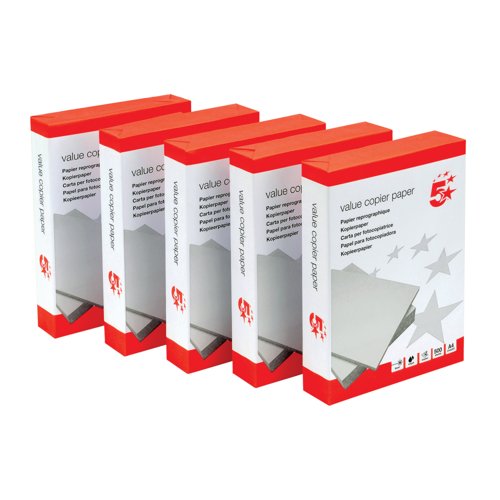 5 Star A4 Copier Paper 80gsm White Ream-Wrapped (Pack of 2500) 397921