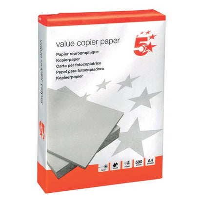 5 Star A4 Copier Paper 80gsm White Ream-Wrapped (Pack of 2500) 397921
