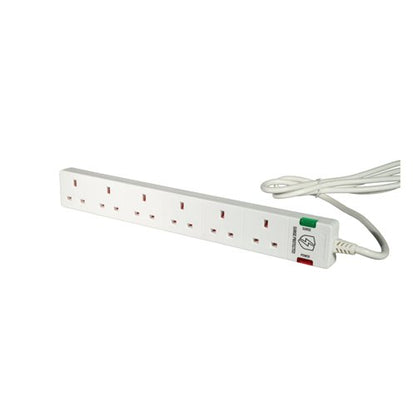 5 Star 6-Gang Surge Protection Extension Lead 2m White FS668151