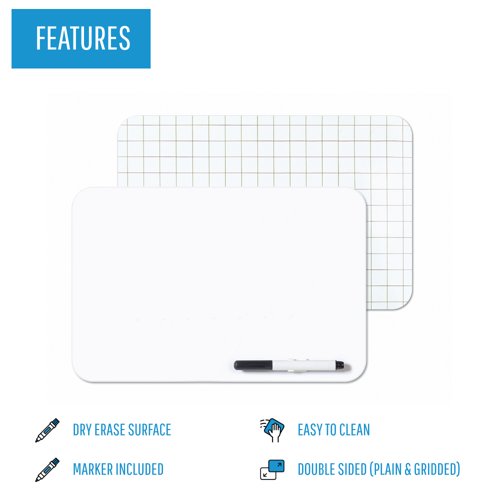 5 Star Frameless Non-Magn Whiteboard Plain/Grd A4 Pack of 12 FS669012