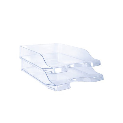 5 Star Contemporary Self Stacking Letter Tray Crystal FS677861