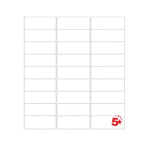 5 Star A4 Mini Sheet Labels 63.5x29.6mm Pack of 2700 FS679600