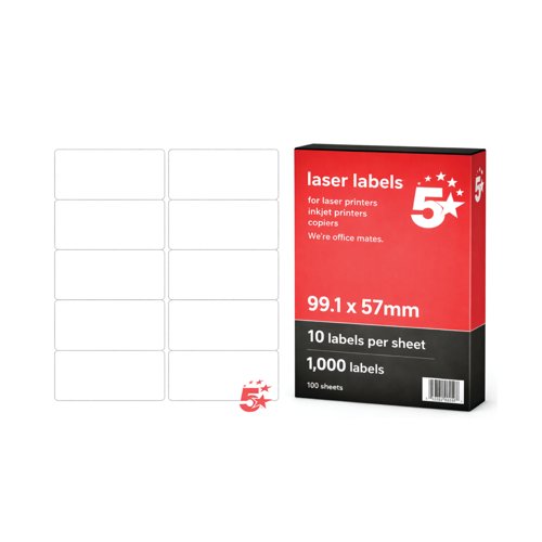 5 Star A4 Address and Parcel Labels 99.1x57mm Pack of 1000 FS679622
