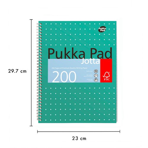 Pukka Pad Ruled Wirebound Metallic Jotta Notebook 200 Pages A4 (3 Pack) JM018