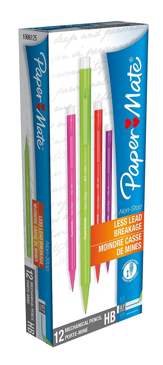 Paper Mate Non Stop Mechanical Pencil HB 0.7mm Lead Assorted Colour Barrel (Pack 12) - 1906125