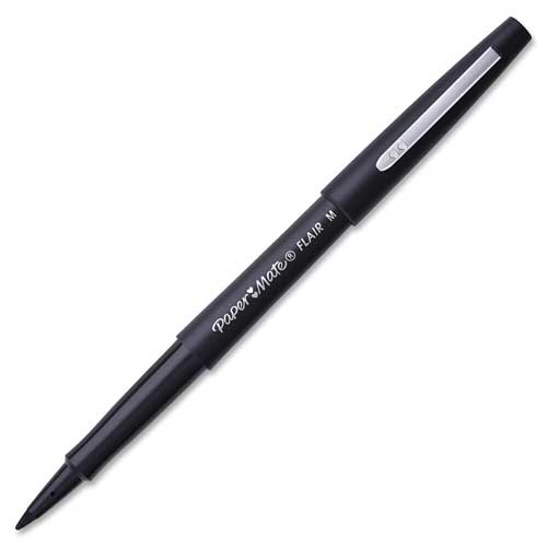 Paper Mate Flair Fibre Tip Pen Medium Point 0.7mm Black (Pack 12) S0190973