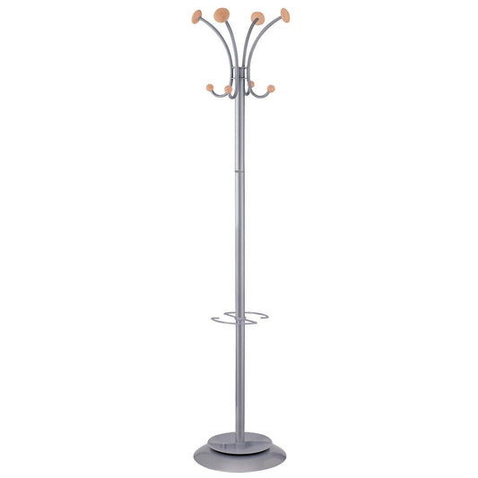Alba Vienna Coat Stand 8 Pegs Wood and Silver PMVIENA
