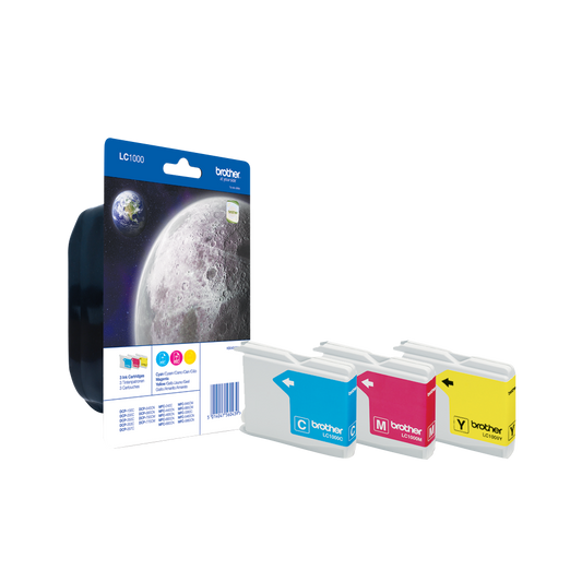 Brother Cyan Magenta Yellow Ink Cartridge Multipack 3 x 7ml (Pack 3) - LC1000RBWBP