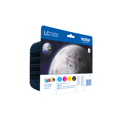 Brother Black Cyan Magenta Yellow Ink Cartridge Multipack 19ml + 3 x 7ml (Pack 4) - LC1000VALBP