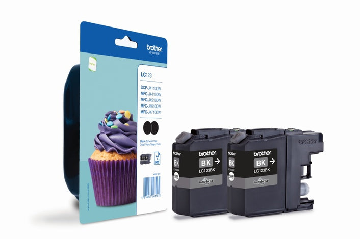 Brother Black Ink Cartridge Twinpack 2 x 11ml (Pack 2) - LC123BK