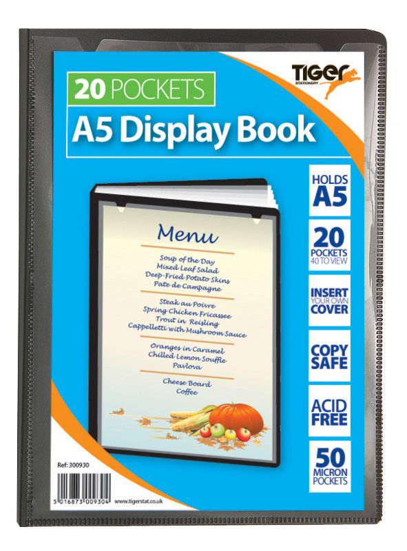 Tiger A5 Presentation Display Book 20 Pocket Black - 300930