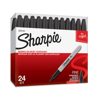 Sharpie Permanent Marker Fine Tip 0.9mm Line Black (Pack 24) 2077128