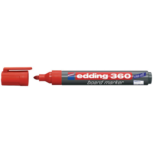 edding 360 Whiteboard Marker Bullet Tip 1.5-3mm Line Red (Pack 10) - 4-360002