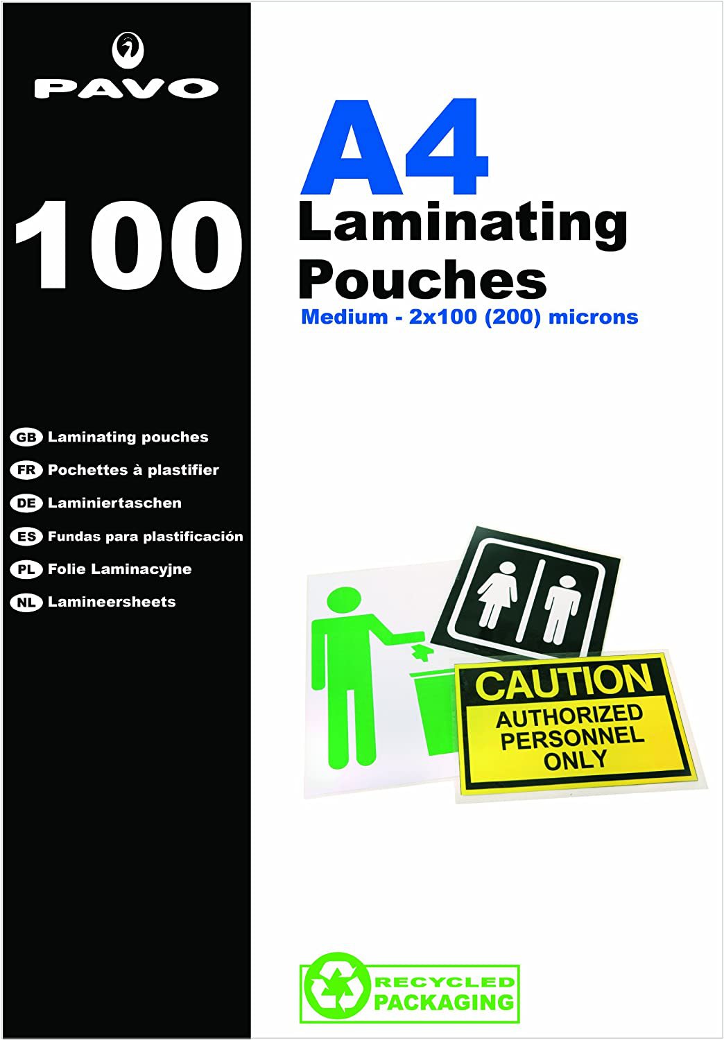 Pavo Laminating Pouch 2x100 Micron A4 Gloss (Pack 100) 8005376