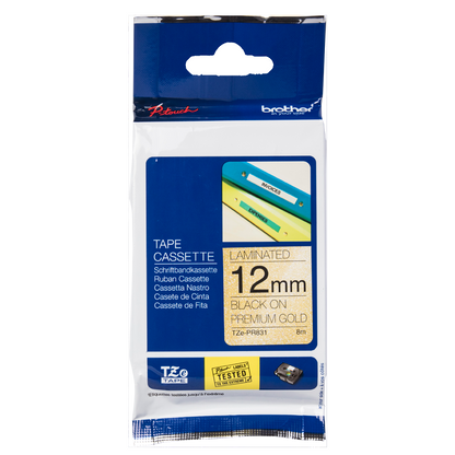 Brother Black On Gold Label Tape 12mm x 8m - TZEPR831
