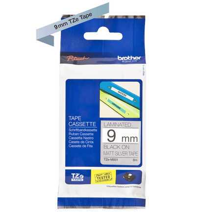 Brother Black On Silver Metallic Label Tape 9mm x 8m - TZEM921