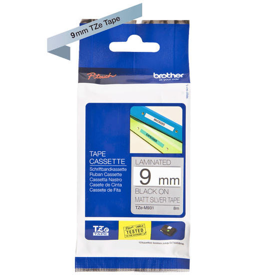 Brother Black On Silver Metallic Label Tape 9mm x 8m - TZEM921