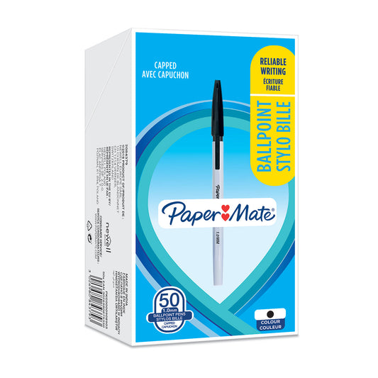 Paper Mate Stick Ballpoint Pen 1.0mm Tip 0.7mm Line Black (Pack 50) - 2084379
