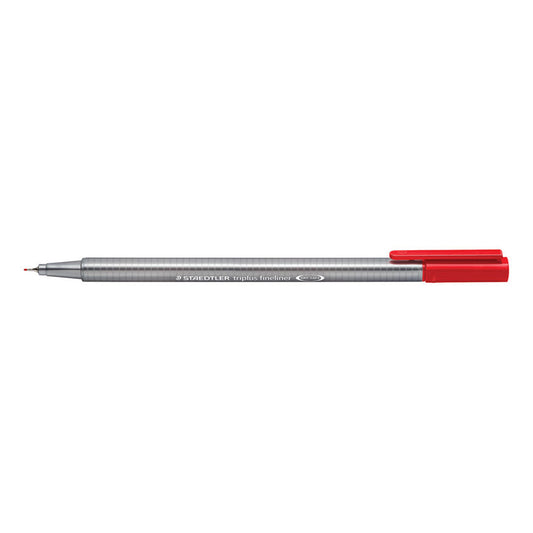Staedtler Triplus Fineliner Pen 0.8mm Tip 0.3mm Line Red (Pack 10) 334-2