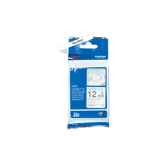 Brother Black On White Label Tape 12mm x 4m - TZER231