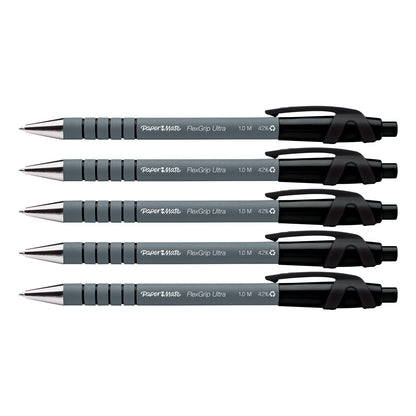 Paper Mate Flexgrip Ultra Retractable Ballpoint Pen 1.0mm Tip 0.5mm Line Black (Pack 5) - 2027751