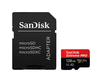 SanDisk Extreme PRO 128GB Micro SDXC UHS-I Class 10 with Adaptor