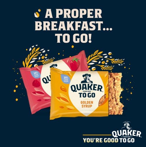 Quaker Porridge To Go Mixed Berries Breakfast 2x6 Bars (Pack of 12) 122637