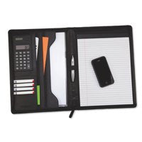 Monolith A4 Conference Folder with Calculator Leather Look Black 2914