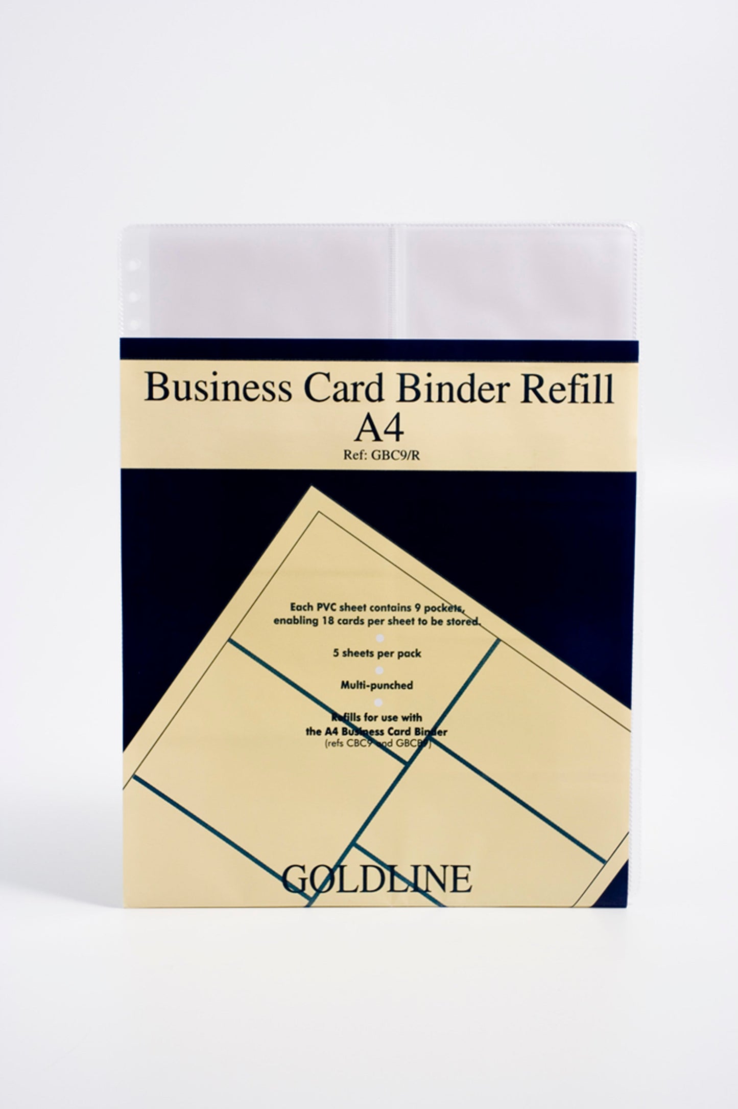 Goldline PVC Pocket Refill for A4 Business Card Binder (Pack 5) GBC9/RZ
