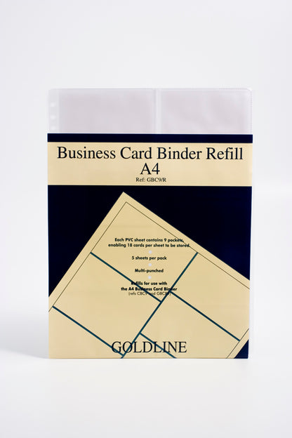 Goldline PVC Pocket Refill for A4 Business Card Binder (Pack 5) GBC9/RZ
