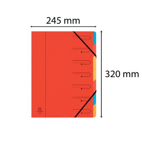 Exacompta Europa 7-Part Organiser 400gsm Pressboard A4 Red 5221Z