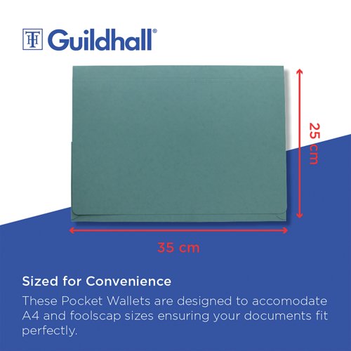 Exacompta Guildhall Brief Size Pocket Wallet 14x10in Blue (Pack of 50) PW3-BLU