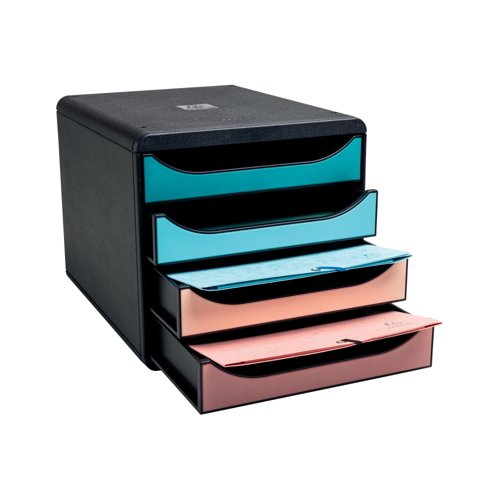 Exacompta Skandi Big Box Recycled 4 Drawer Set Assorted 310606D