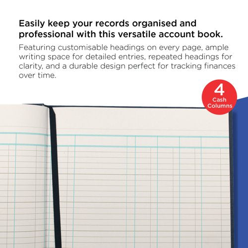 Exacompta Guildhall Account Book 80 Pages 4 Cash Columns 31/4 1016
