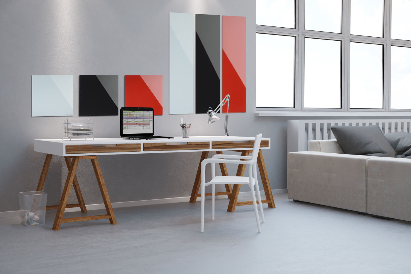 Bi-Office Magnetic Glass Whiteboard Memo Tile 480x480mm White - GL150101