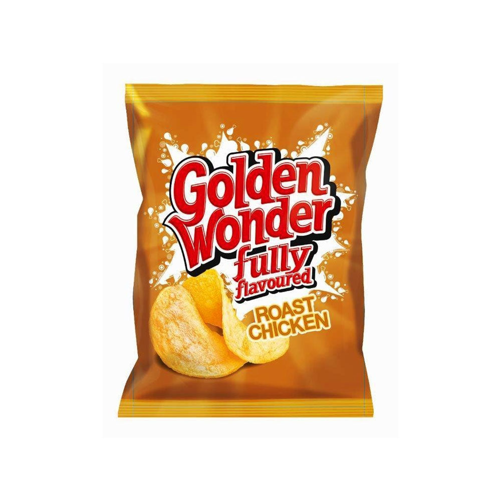 Golden Wonder Fully Flavoured Roast Chicken Flavour Crisps 32.5g Full Box 32 Pack