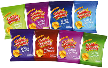 Golden Wonder Fully Flavoured Roast Chicken Flavour Crisps 32.5g Full Box 32 Pack