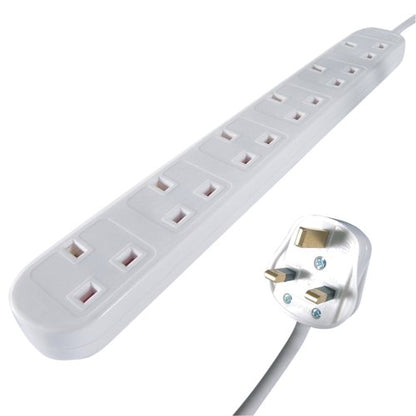 Connekt Gear 3M 6-Way Power Extension Lead White 27-6030