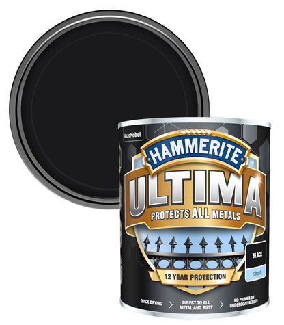 Hammerite Ultima Matt Metal Paint | 1x 750ml | Black