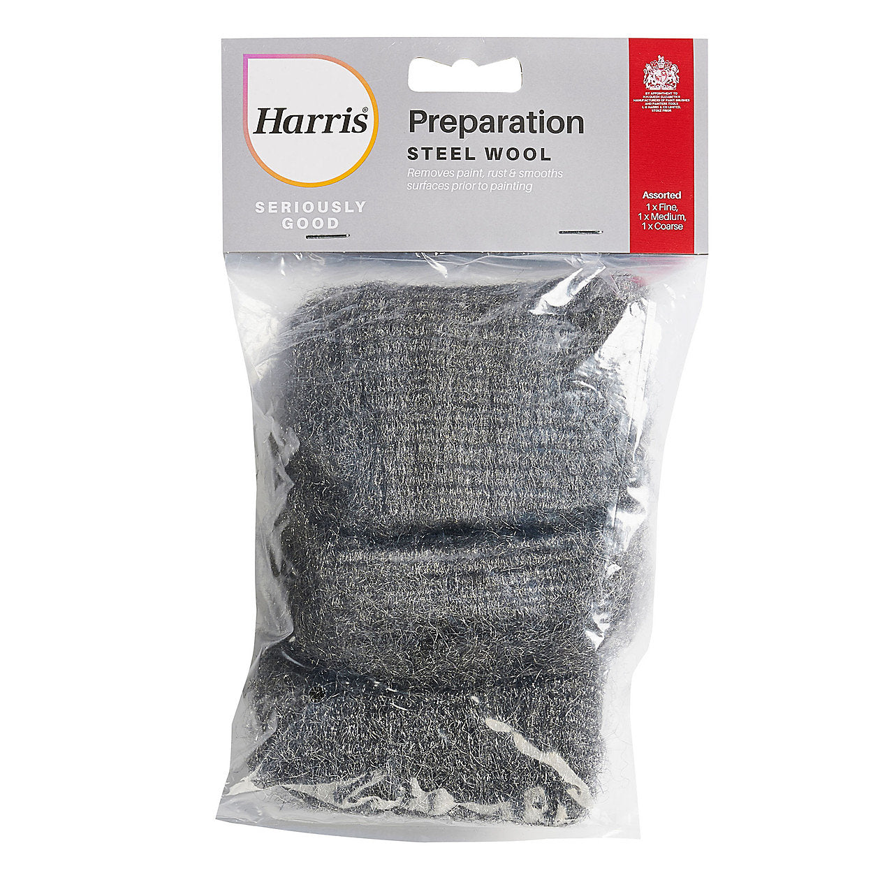 Harris 102064324 Seriously Good Steel Wool, Grey. 3 Grades Per pack.