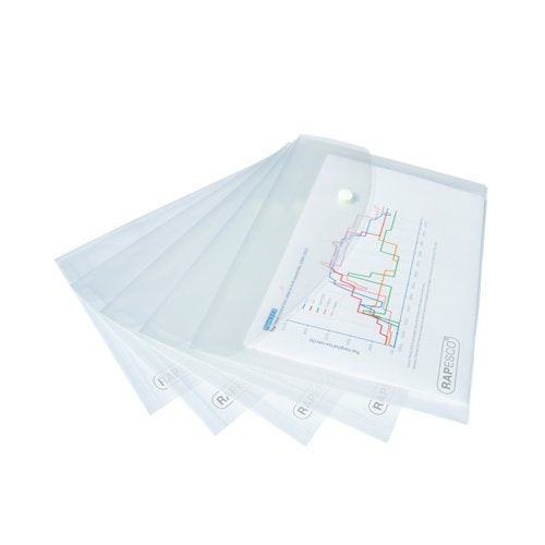 Rapesco Eco Recycled Popper Wallet A5 Clear (Pack of 5) 1588