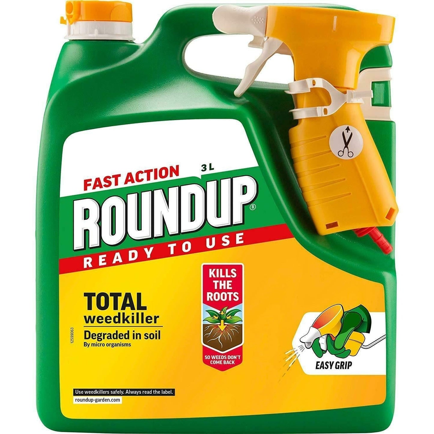 Roundup Fast Action TOTAL Weedkiller RTU 3L with Gun Dispenser.