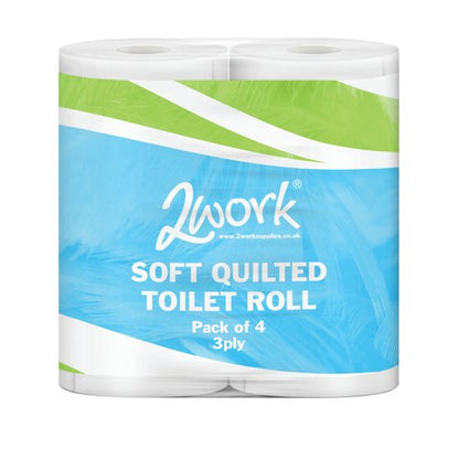 2Work Luxury Quilted Toilet Roll 3-Ply 170 Sheets (Pack of 40) JAN03091